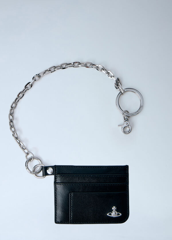 Vivienne Westwood Chain-Attached Leather Card Holder Black vvw0164003